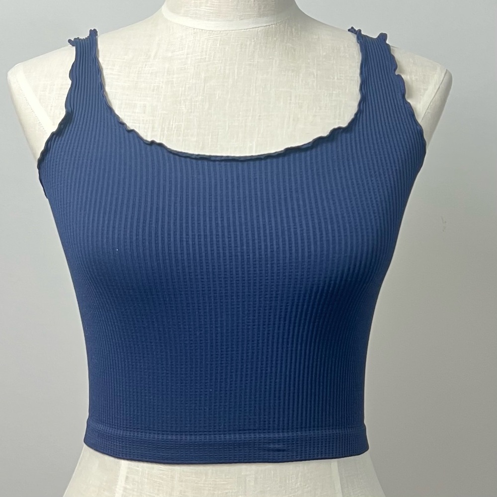 Navy blue ribbed crop tank by Nikibiki